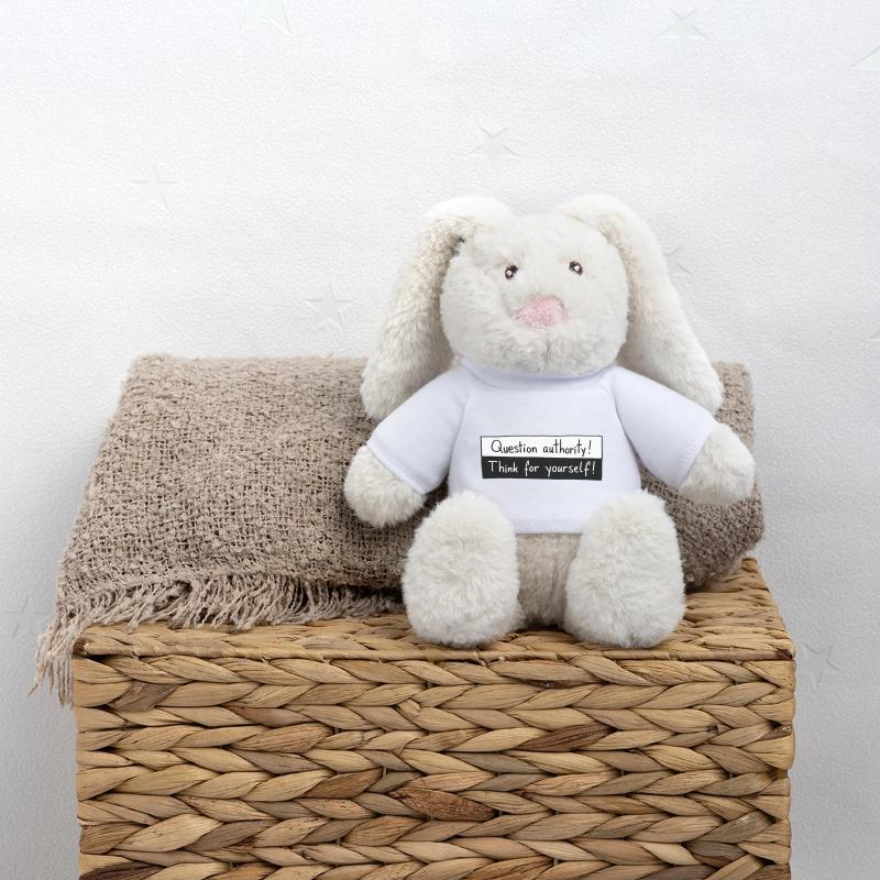 Question authority! Think for yourself! MiniFeet® RecycelHase® Bunny Cream