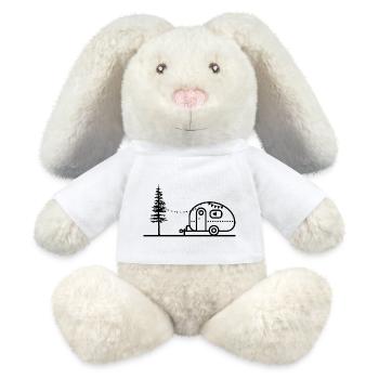 Happy Camper Wohnwagen Süß - MiniFeet® RecycelHase® Creme - Weiß - Vorne
