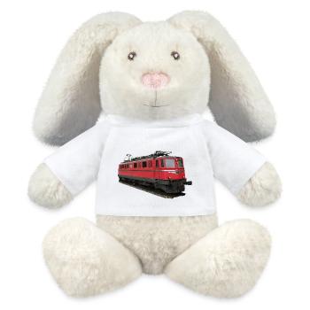 SBB locomotive - MiniFeet® RecycelHase® Bunny Cream - white - Front