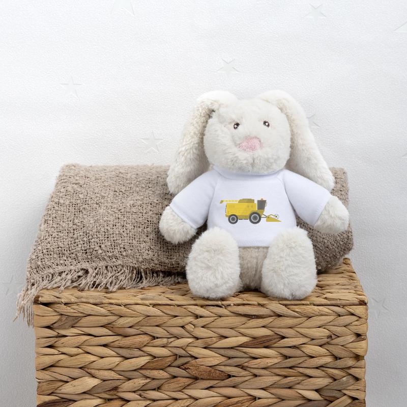 Moissonneuse-batteuse Lapin en peluche recyclé MiniFeet® Crème
