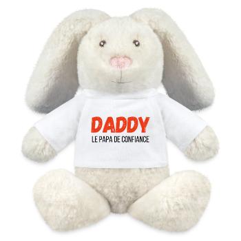 Daddy, der vertraute Papa – Geschenkidee - MiniFeet® RecycelHase® Creme - Weiß - Vorne