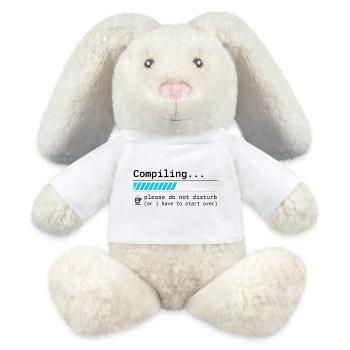 Lustiges Programmierer T-Shirt - Compiling Please  - MiniFeet® RecycelHase® Creme - Weiß - Vorne