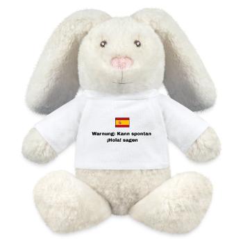 Spanien Flagge, Schwarze Schrift - MiniFeet® RecycelHase® Creme - Weiß - Vorne