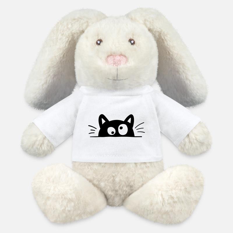 Drôle Chat - Lapin en peluche recyclé MiniFeet® Crème - blanc