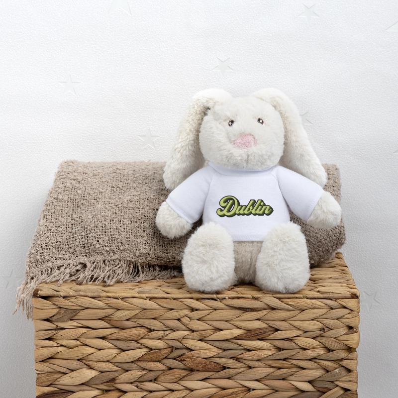 Dublin Retro Script in Lime Lapin en peluche recyclé MiniFeet® Crème