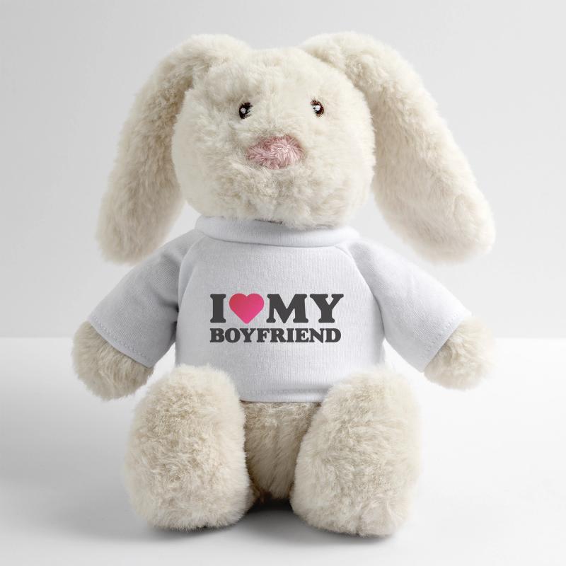 J’aime mon petit ami Lapin en peluche recyclé MiniFeet® Crème