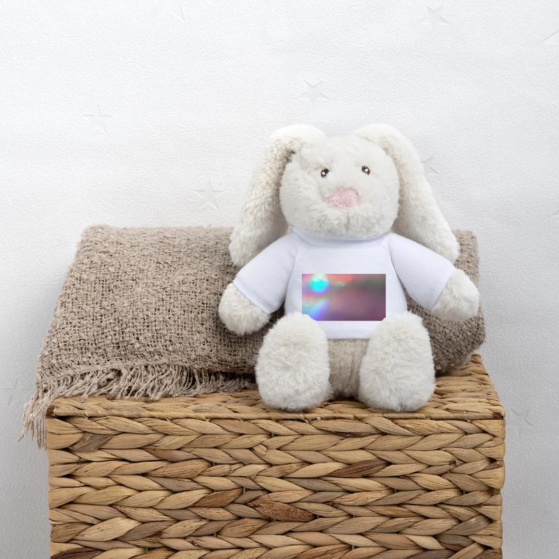 Boule spatiale au néon Lapin en peluche recyclé MiniFeet® Crème