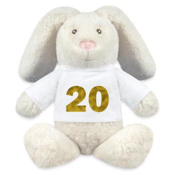 Anniversaire 20 ans - Lapin en peluche recyclé MiniFeet® Crème - blanc - Devant