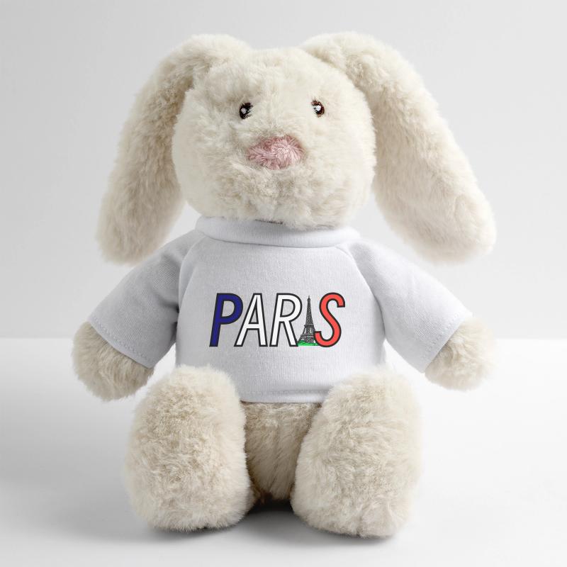 Silhouette parisienne avec jeu de couleurs de la tour Eiffel Lapin en peluche recyclé MiniFeet® Crème