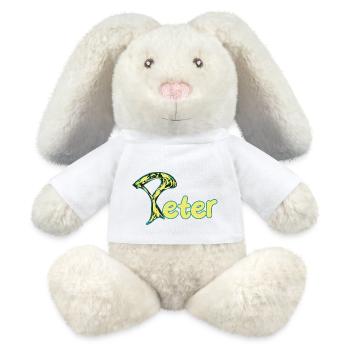 Peter kunstvoller gelberText - MiniFeet® RecycelHase® Creme - Weiß - Vorne