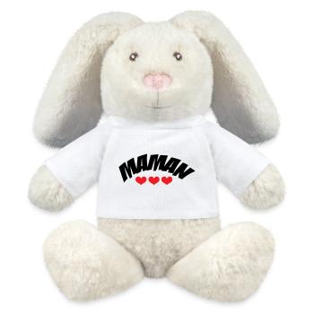 Maman / Fête des mères - Lapin en peluche recyclé MiniFeet® Crème - blanc - Devant