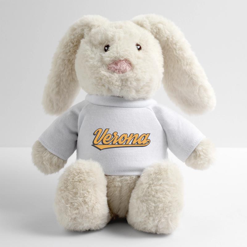 Logo rétro script de Vérone Lapin en peluche recyclé MiniFeet® Crème
