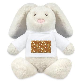 70s flower pattern - MiniFeet® RecycelHase® Bunny Cream - white - Front