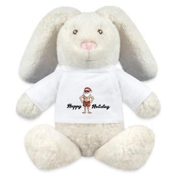 Beach Santa Claus Holiday - MiniFeet® RecycelHase® Bunny Cream - white - Front