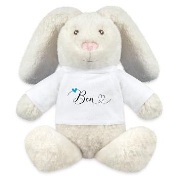 Ben Surname First name Calligraphy Heart - MiniFeet® RecycelHase® Bunny Cream - white - Front