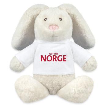 Allt för Norge – logo patriotique - Lapin en peluche recyclé MiniFeet® Crème - blanc - Devant