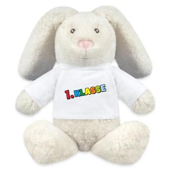 1. Klasse - Bunte Buchstaben Schulanfang Design - MiniFeet® RecycelHase® Creme - Weiß - Vorne