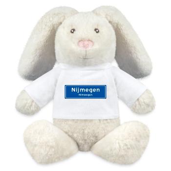 Enseigne du nom de lieu de Nimègue - Lapin en peluche recyclé MiniFeet® Crème - blanc - Devant
