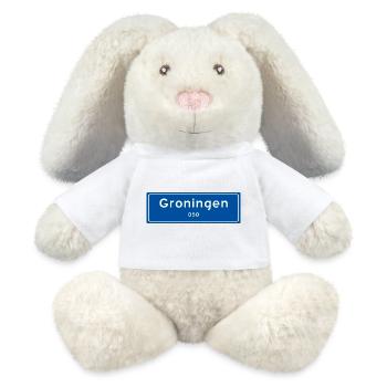 Groningen 050 Ortsschild - MiniFeet® RecycelHase® Creme - Weiß - Vorne