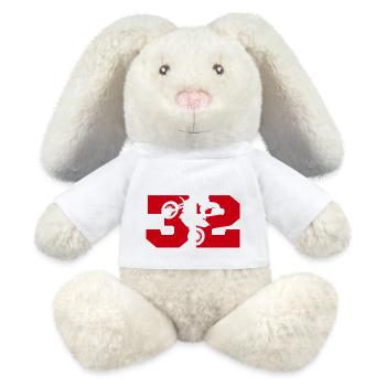 Moto 32 motard - Lapin en peluche recyclé MiniFeet® Crème - blanc - Devant