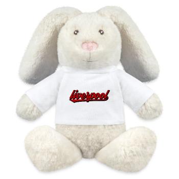 Lettrage rétro de football rouge - Lapin en peluche recyclé MiniFeet® Crème - blanc - Devant