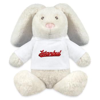 Istanbul lettering underlined in red - MiniFeet® RecycelHase® Bunny Cream - white - Front