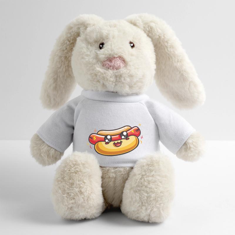 Conception de dessin animé de hot-dog Lapin en peluche recyclé MiniFeet® Crème