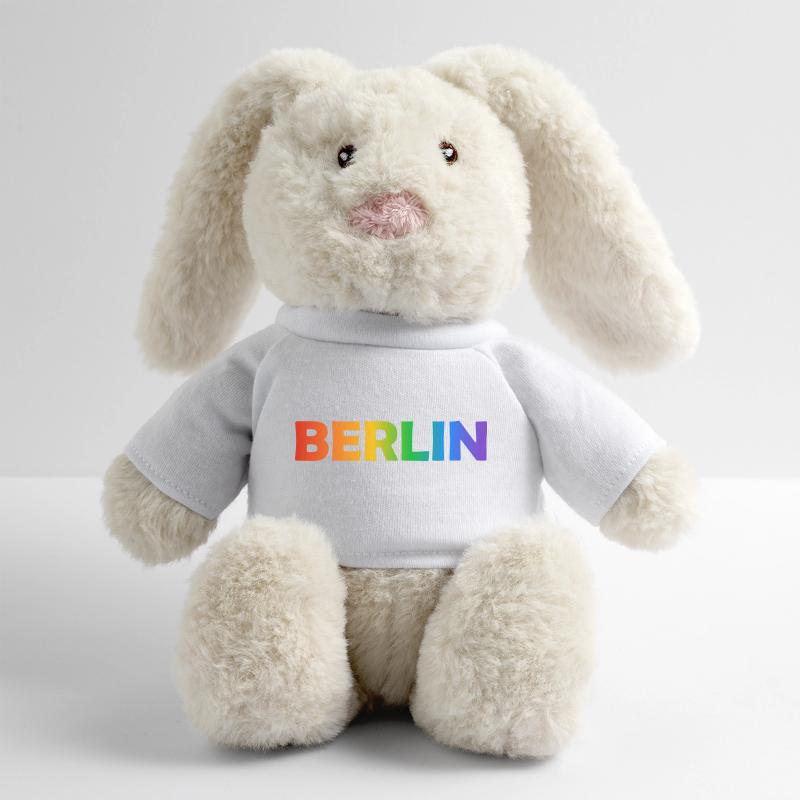 Texte arc-en-ciel de Berlin Lapin en peluche recyclé MiniFeet® Crème