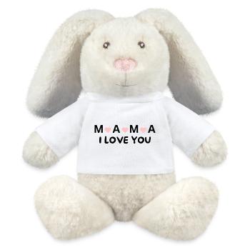 Mom, I Love You – Heart Design for the Best Mom - MiniFeet® RecycelHase® Bunny Cream - white - Front