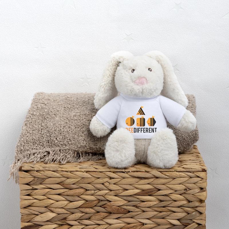 Abeille différente Lapin en peluche recyclé MiniFeet® Crème
