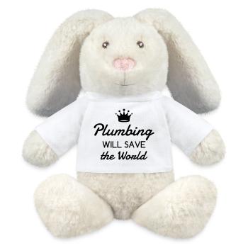 Plombier / Plomberie / Travail / Métier / Job - Lapin en peluche recyclé MiniFeet® Crème - blanc - Devant
