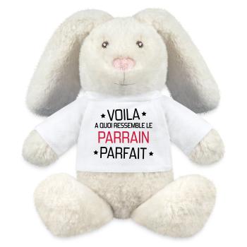 Godfather Pate Parrain Baby Baptism Birth - MiniFeet® RecycelHase® Bunny Cream - white - Front