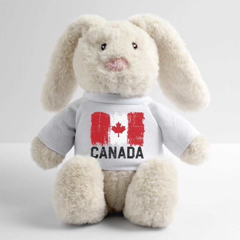Grunge Canada Flag Maple Leaf Art MiniFeet® RecycelHase® Bunny Cream