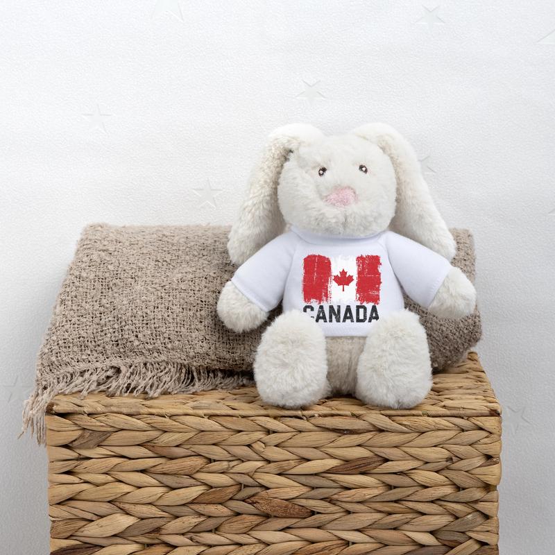 Grunge Canada Flag Maple Leaf Art MiniFeet® RecycelHase® Bunny Cream