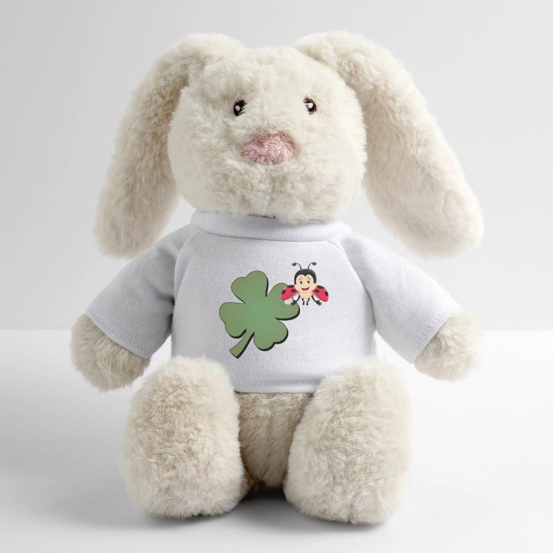 Trèfle avec ladybug (coccinelle) Lapin en peluche recyclé MiniFeet® Crème