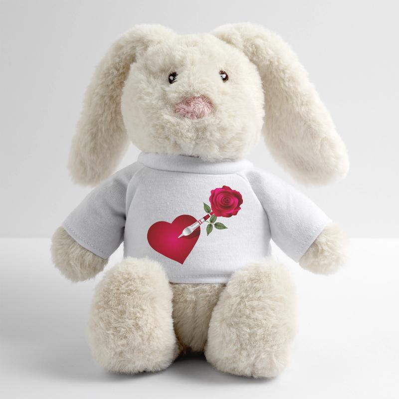 Flèche fléchette avec rose et cœur comme cible Lapin en peluche recyclé MiniFeet® Crème