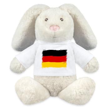 Deutschland Farben schwarz rot gold - MiniFeet® RecycelHase® Creme - Weiß - Vorne