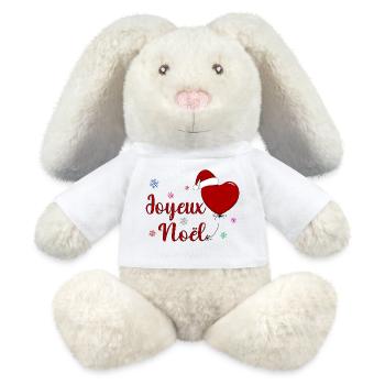 Joyeux Noel Weihnachtsfeier Frankreich - MiniFeet® RecycelHase® Creme - Weiß - Vorne