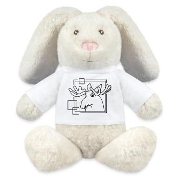 Orignal en forme géométrique - Conception d’art au trait - Lapin en peluche recyclé MiniFeet® Crème - blanc - Devant