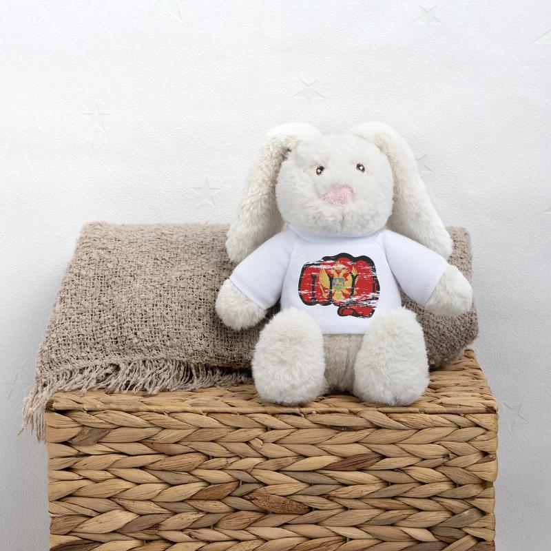 Poing du drapeau du Monténégro utilisé Lapin en peluche recyclé MiniFeet® Crème