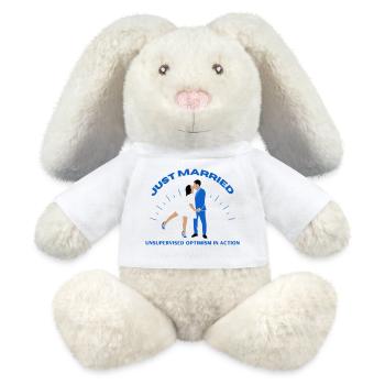 Je viens de me marier | Mariage - Lapin en peluche recyclé MiniFeet® Crème - blanc - Devant