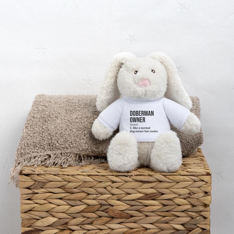 Doberman Lapin en peluche recyclé MiniFeet® Crème