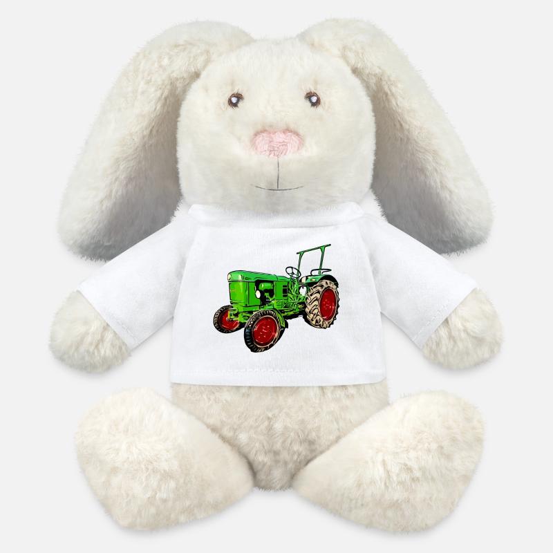Old Tractor D25 - MiniFeet® RecycelHase® Bunny Cream - white