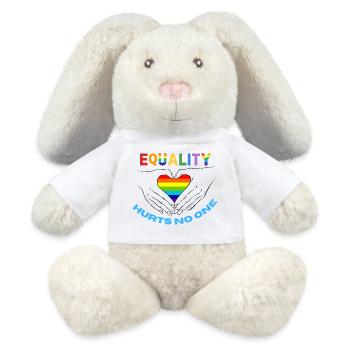 Gleichberechtigung schadet niemandem LGBT-Gleichberechtigung Gay Pride - MiniFeet® RecycelHase® Creme - Weiß - Vorne