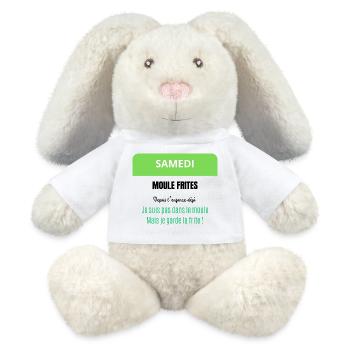 Samedi - Moules Frites - Lapin en peluche recyclé MiniFeet® Crème - blanc - Devant