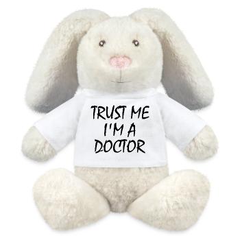 trust me i'm a doctor - Lapin en peluche recyclé MiniFeet® Crème - blanc - Devant