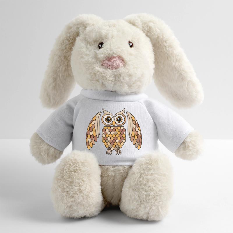 Whimsical Owl with Detailed Feather Pattern MiniFeet® RecycelHase® Bunny Cream