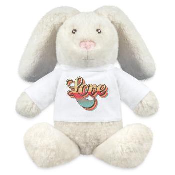 Design d’amour rétro - Lapin en peluche recyclé MiniFeet® Crème - blanc - Devant