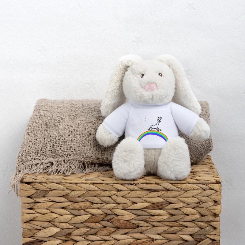 Rainbow Alpaca Confetti Pattern MiniFeet® RecycelHase® Bunny Cream
