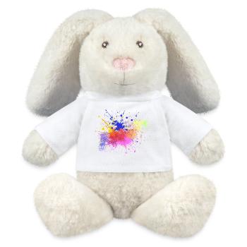 Farbige Farbspritzer Kunst Design - MiniFeet® RecycelHase® Creme - Weiß - Vorne
